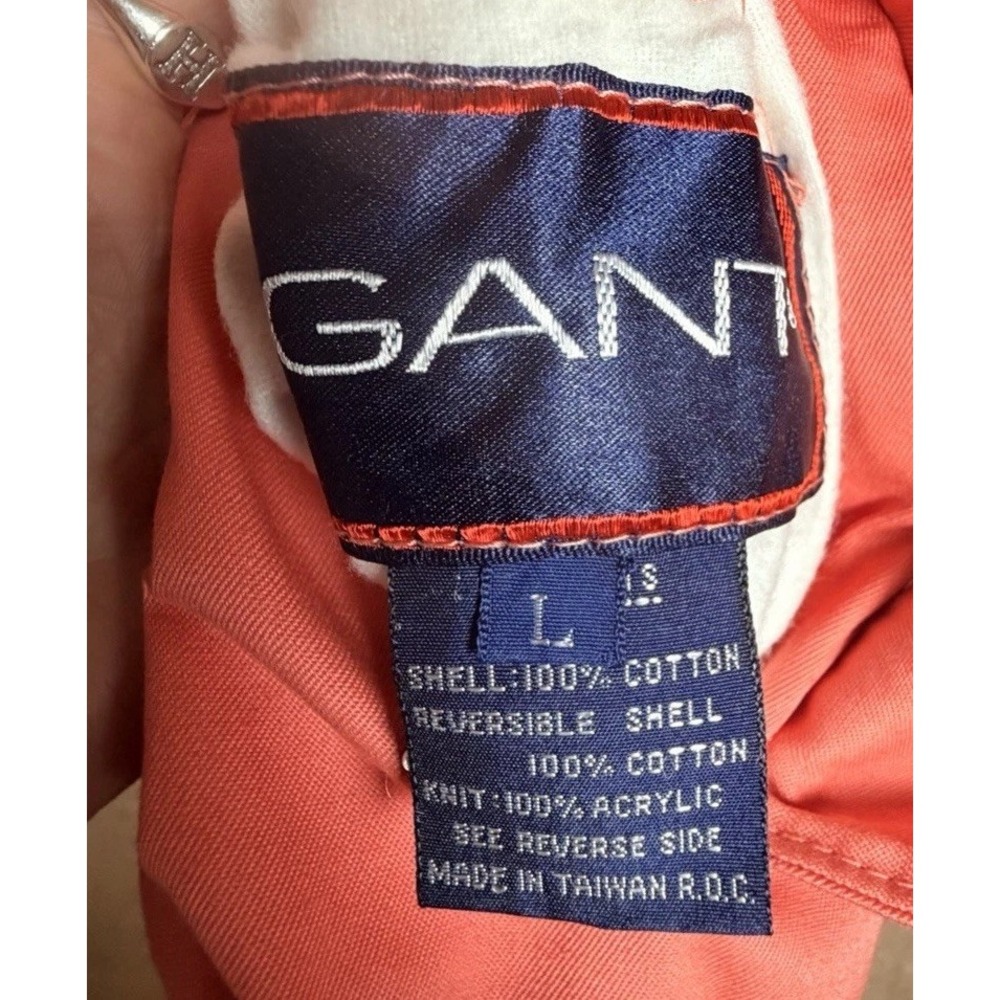 Vintage 90s GANT Reversible Harrington Jacket Plaid Coral Pink Mens L Preppy - Picture 10 of 16